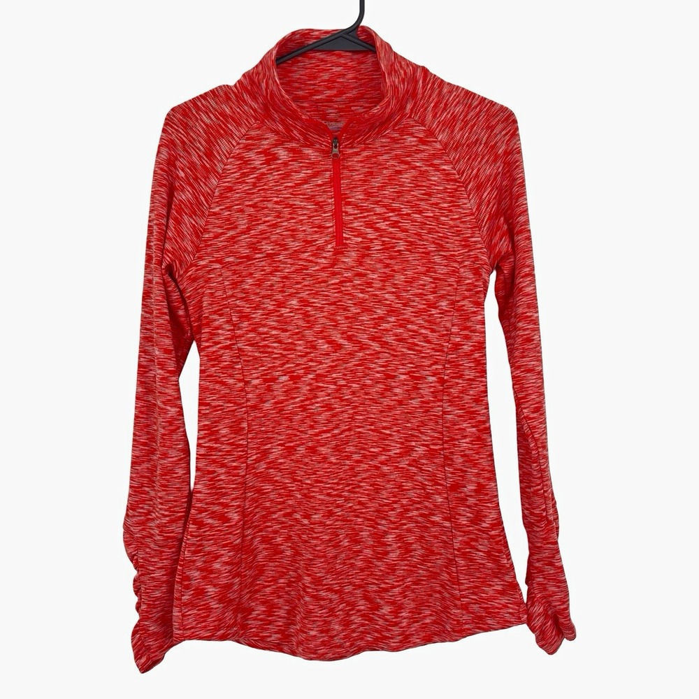 Columbia Women Small Red Space Dye 1/4 Zip Pullover Athletic Hiking Running